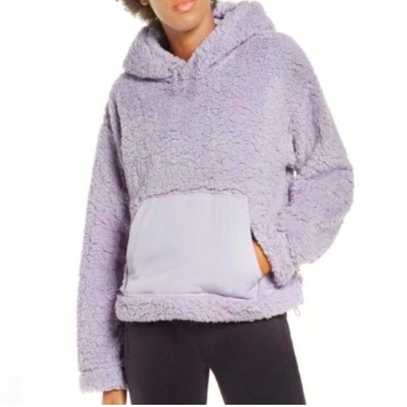 ZELLA 'Cassie' Faux Shearling Light Purple Hoodie SZ S - Picture 1 of 8